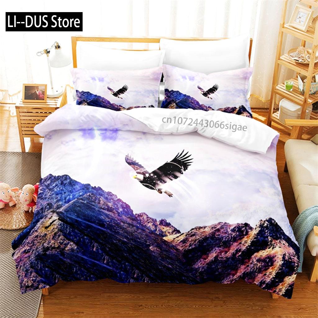 Blue Sky Eagle Queen Bedding Set Duvet Cover Set Bedding Digital Printing King Size Duvet Cover Set Bedding Set
