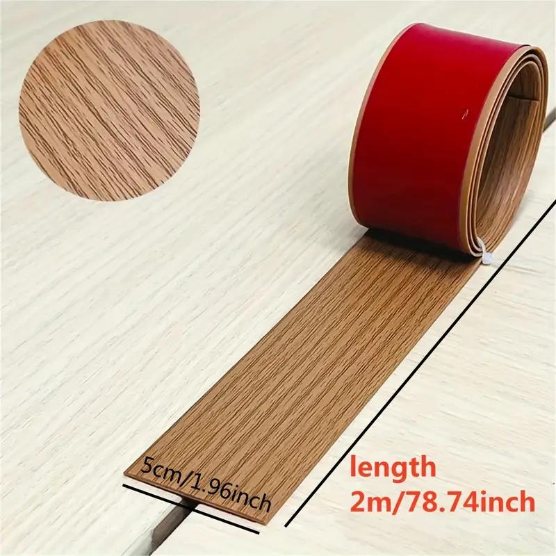 1PC 2mx5cm Self-Adhesive Floor Transition Strip, Elegant Wood Grain Vinyl Floor Divider, Plastic Laminate Floor Cover