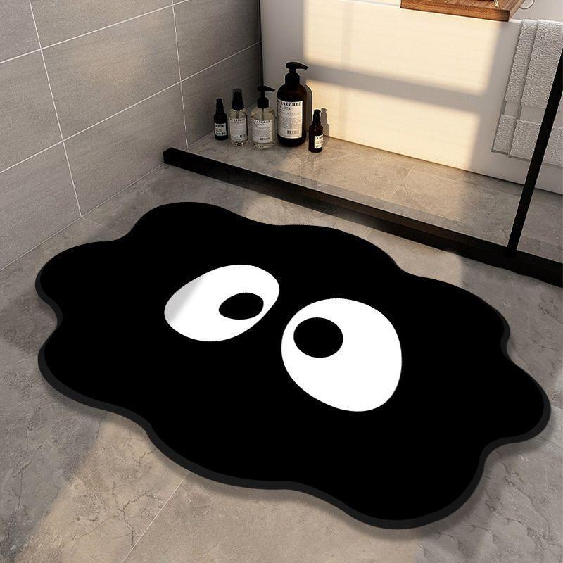 Black Soot Ball Diatomaceous Earth Anti-Slip Bathroom Mat - Absorbent, Quick-Drying, Wear & Stain Resistant Foot Pad
