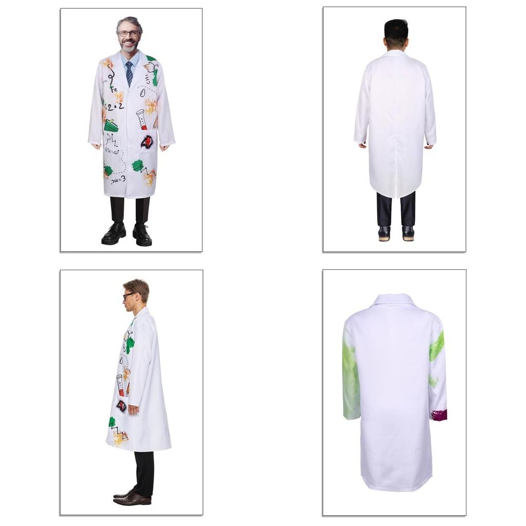 Set costum de om de știință nebun de Halloween cu material din poliester pentru copii și adulți
