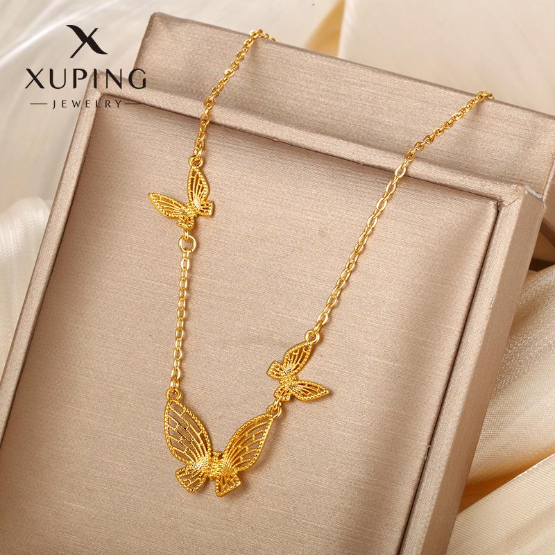 Copper Alloy Women's Butterfly Necklace, Summer Women's High-end Sense, Niche Personality, Japanese and Korean Fashion Collarbone Chain