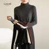 Women's Warm Long Sleeve Semi-High Collar Shirt - Autumn/Winter Style, Class A, 300g