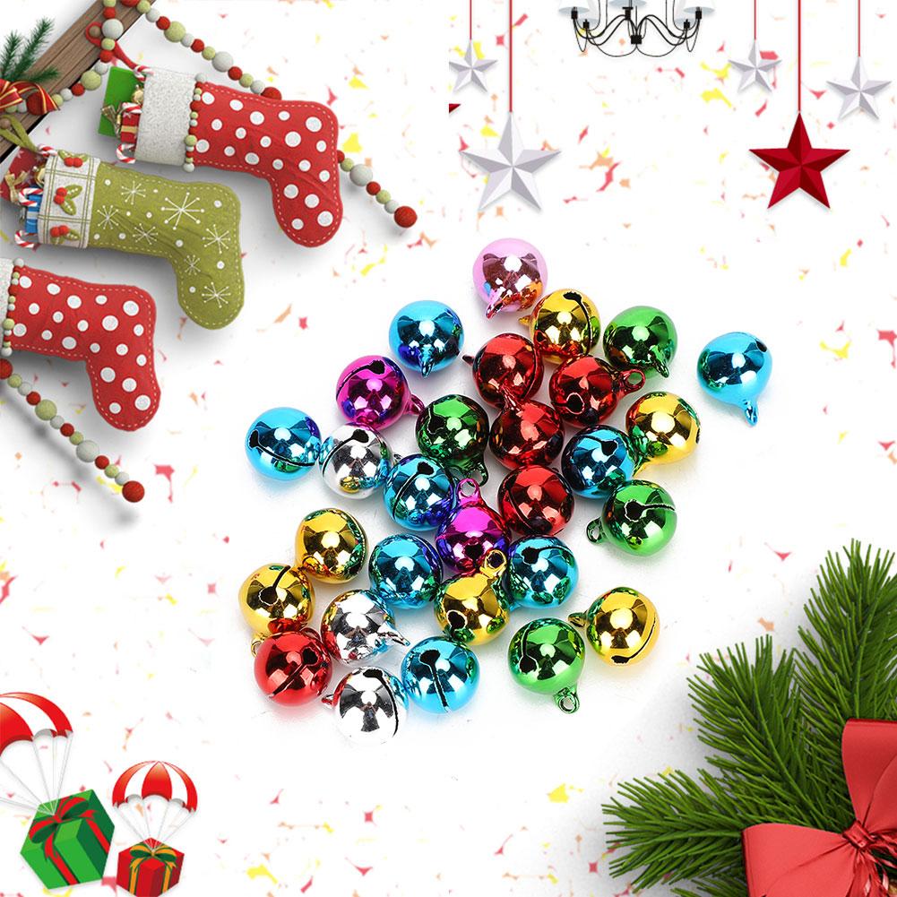 50Pcs Small Metal Bell Colourful Paint Christmas Jingle Bells Key Pendant Party DIY Beads