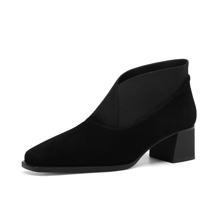 

Мода Горячие Новые Весенние Женские Туфли из Овчины Замши с Квадратным Носком Женские Туфли-Лодочки Обувь для Женщин Массивные Каблуки Лоферы с Глубоким Вырезом Zapatos Mujer 34 чёрный