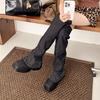 Fashion Niche Retro New Round Toe 2025 Early Autumn Winter Trifle Bottom Rhinestone Over The Knee Skinny Boots