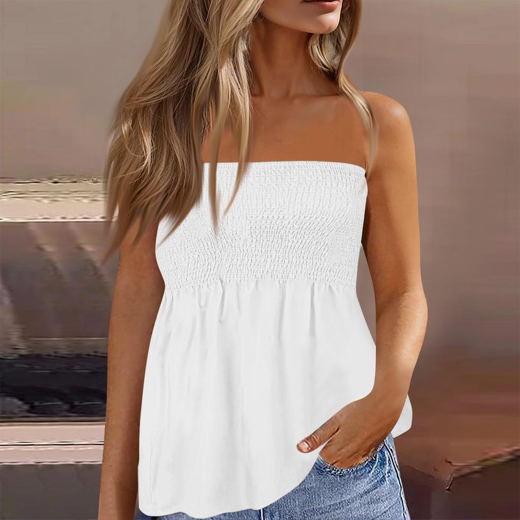 Tube Tops For Women,Cute Sexy Off Shoulder Print Sleeveless T-Shirt