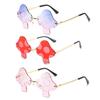 Halloween Transparent Women's Sunglasses Mushroom Shape Irregular Sun Glasses Fun Rimless Mushroom Glasses for Women Girls