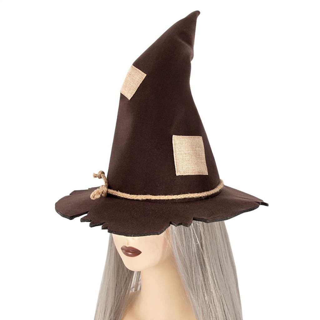 Scarecrow Patch Witch Hat Halloween Witch Hat Party Accessories Dress Up Headwear for Halloween Performance Movie Cosplay