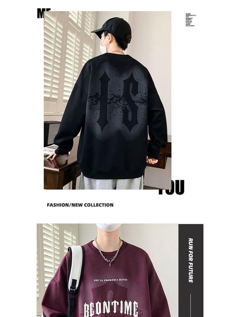 Men's Trendy Round Neck Thickened Hoodie for Autumn/Winter