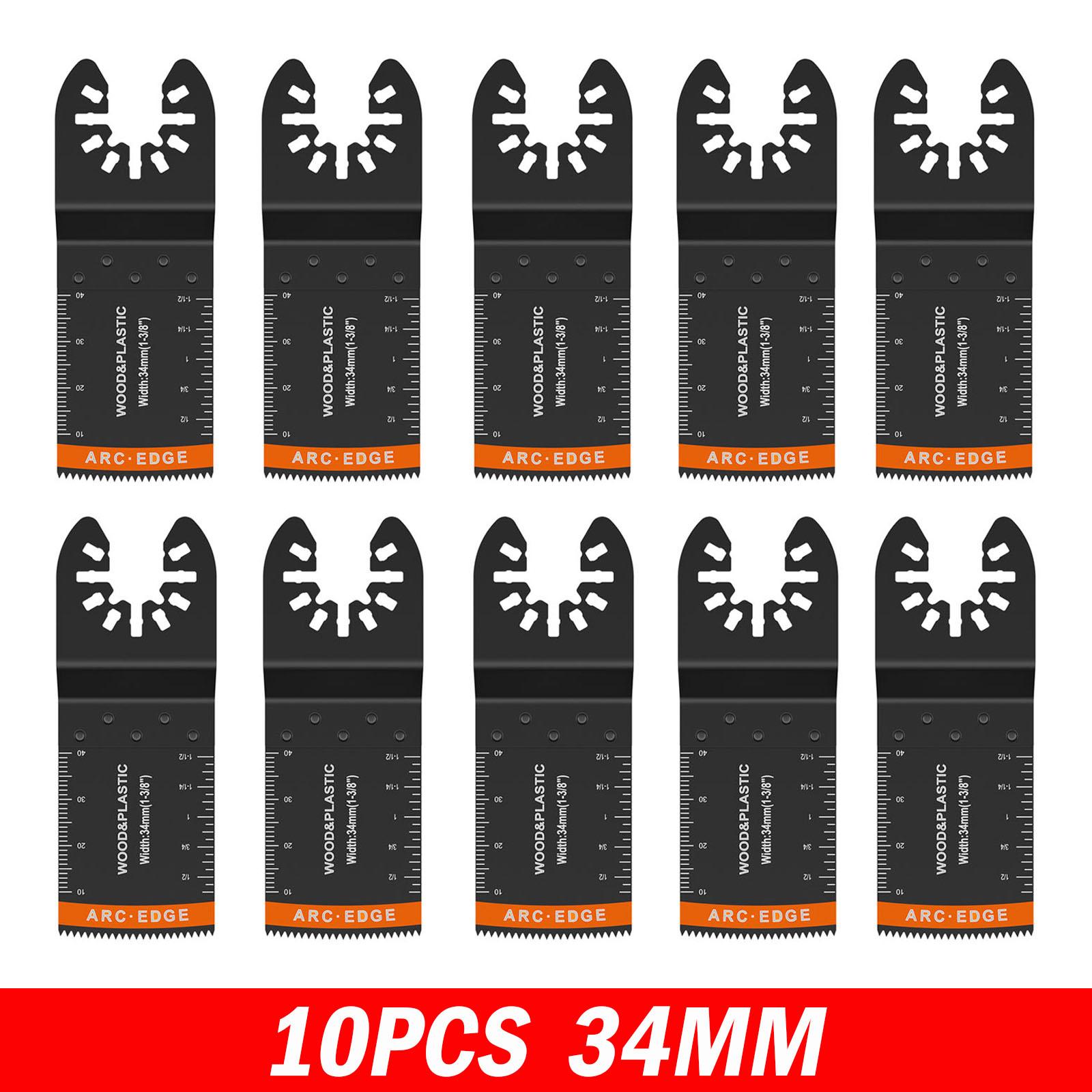 

10 шт. Осциллирующие пильные полотна с титановым покрытием 34 мм биметаллические многофункциональные пильные полотна для реноватора для резки дерева, пластика, металла