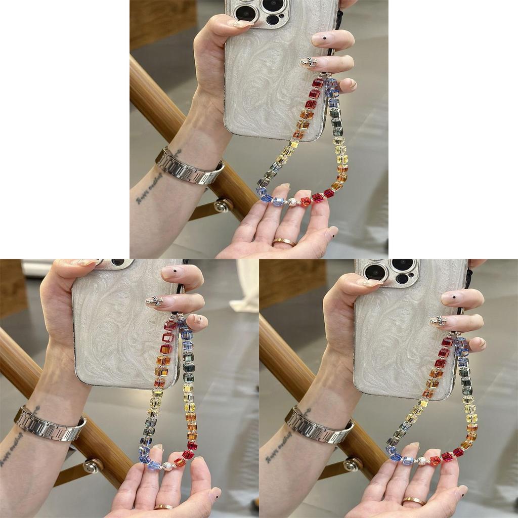 Rainbow Crystal Gradient Pvc Phone Lanyard With Plastic Buckle For Men And Women