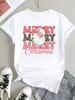 (Asian Size) Trend Letter Cute Tee Top Print New Year Clothing T Shirt Women Fashion Christmas Festival Woman Short Sleeve Graphic T-shirts