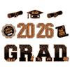 2026 Graduation Decorations, Patio Signs With Stands, 2026 Glittering Plastic Patio Signs For College Graduation Parties