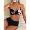 European and American Sexy Bikini Swimsuit High Waist Cross Straps Gather To Cover The Belly and Look Thin Split Swimsuit