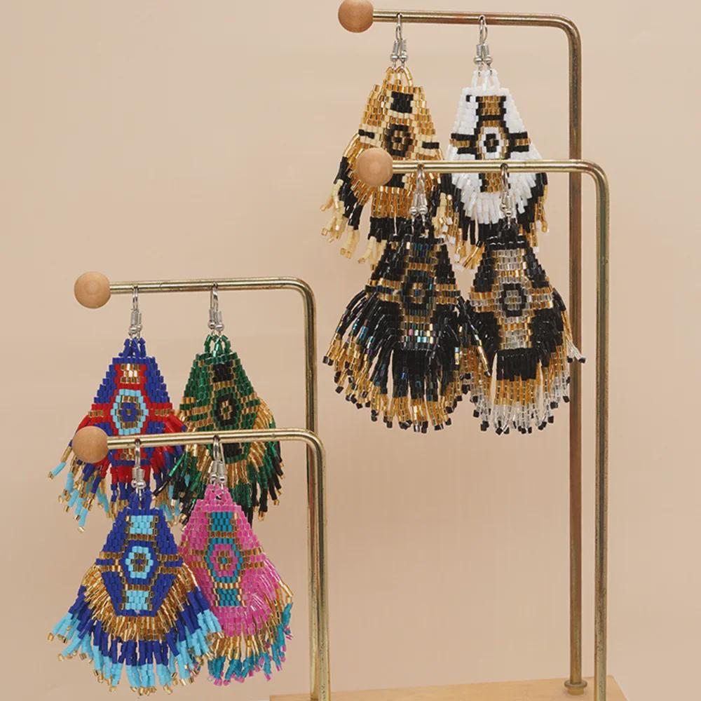 Bohemian Retro Hand-Woven Tassel Earrings