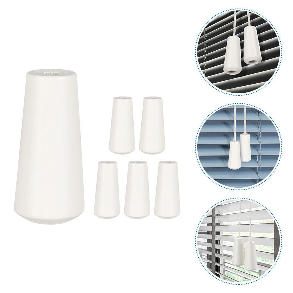 

6 Pcs Roller Pendant Blind Cord Pull Ends Rope Pull Knob Window Pulls Ends Curtain Drawstring Replacement Wood Blinds Holder белый