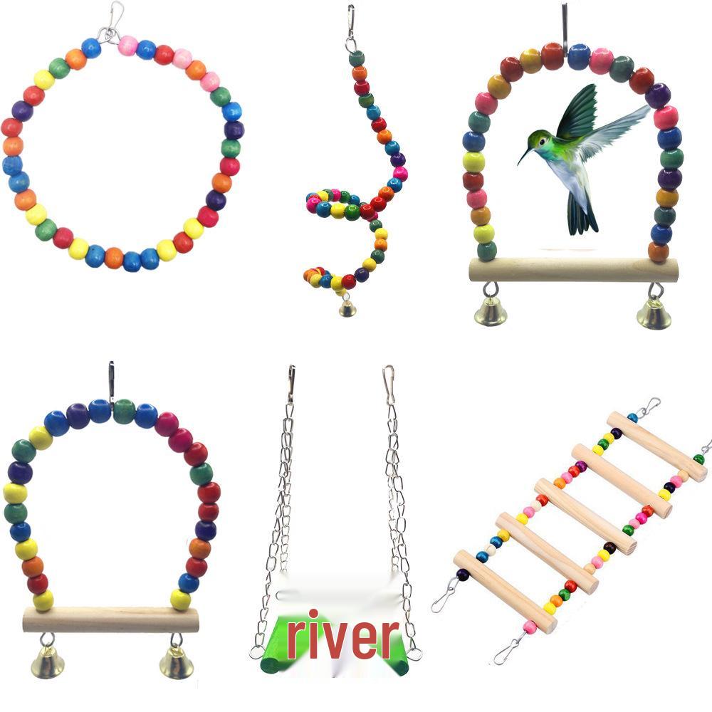 Colorful Bird Toys: Swing, Ladder, and Perch Set for Bird Cages
