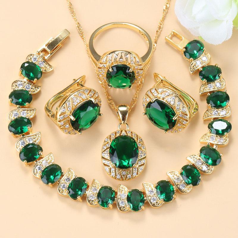 10-Colors Zircon Big Jewelry Sets Necklace And Clip Earrings Bridal Sets For Women African  Gold Plated Wedding Accessories