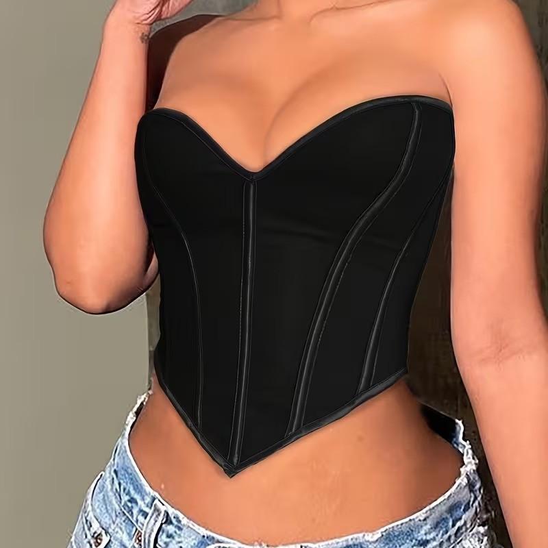 Black matte tube top shapewear fishbone chest wrap small vest sexy court top