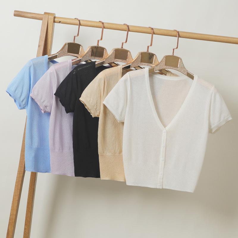 2023 Spring/Summer Women's Ice Silk Knitwear: Lightweight Sun Protection Cardigan