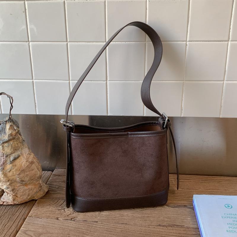 Leopard Print Bag Women's 2025 New Autumn and Winter Niche Light Luxury High-end Shoulder Bag Suede Messenger Bucket Bag