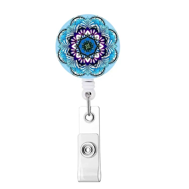 Retractable Badge Holder Reel Clip Marble Print Nurse Exhibition Card Holders Woman Doctor ID Card Chain Clips