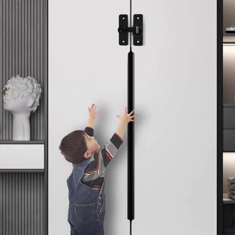 Punch-Free Hasp Latch Door Lock Black Cabinet Locks Kids Safety Lock Barn Door Sliding Door Anti-Pried Hook Lock Hardware
