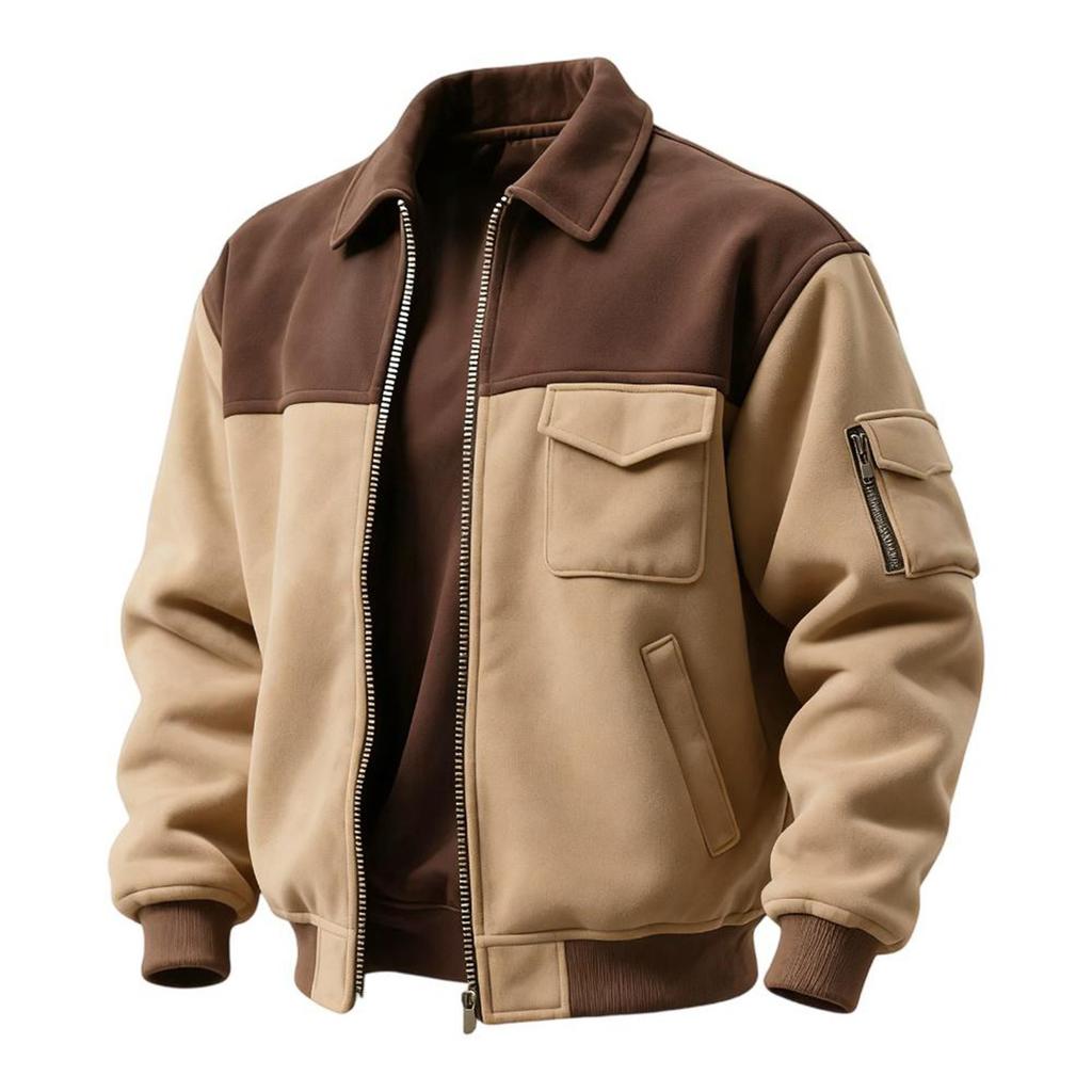 Pánská jednobarevná bunda s kapsami a zipem Pánská sportovní ležérní bunda ve velkých velikostech