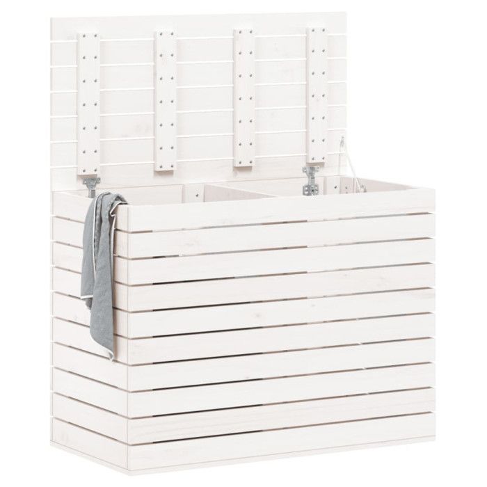 VidaXL Panier à linge blanc 88,5x44x66 cm bois massif de pin 832320