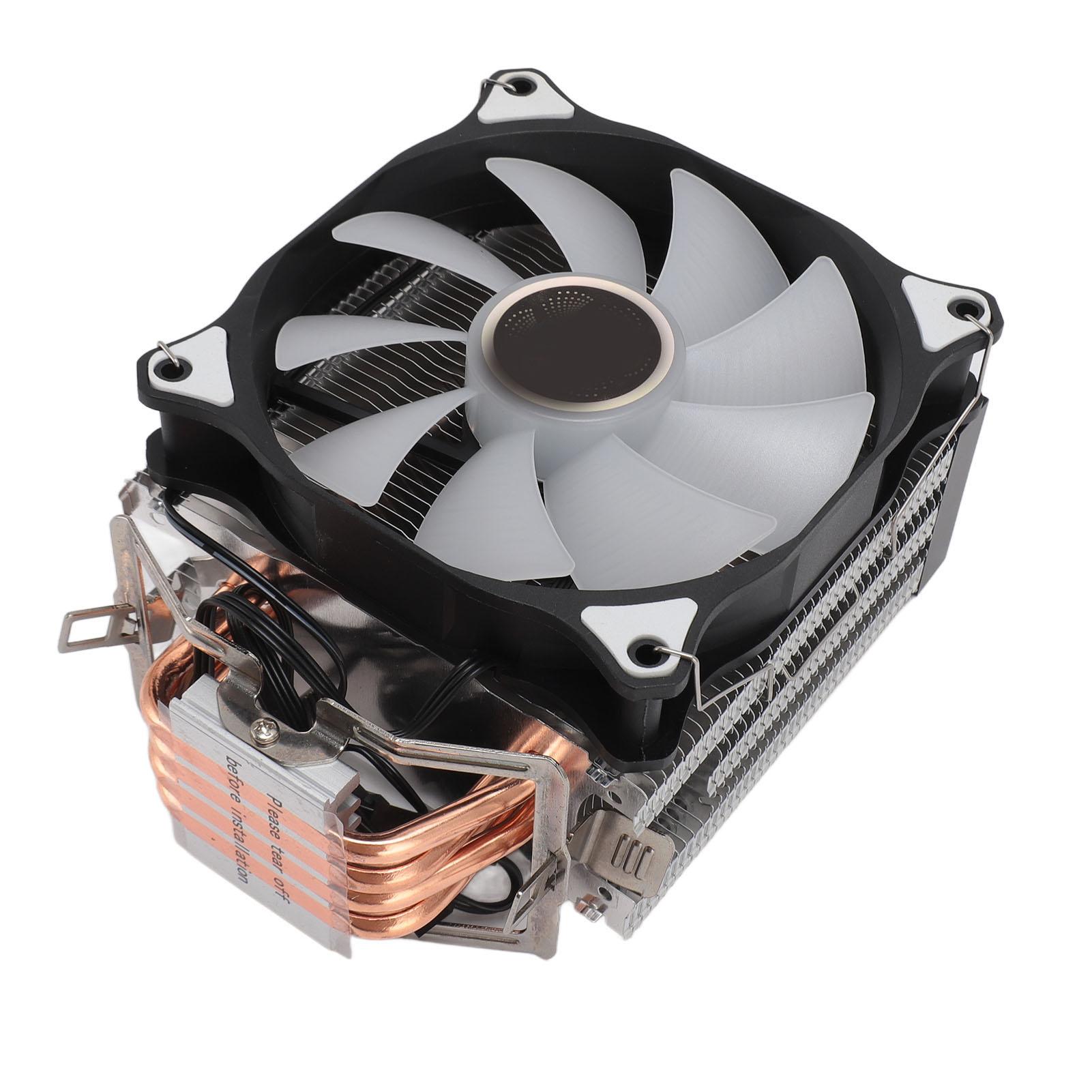 

12CM CPU Cooler 4 Heat Pipes 3 Wire Single Fan 5 Colored Lights PC CPU Cooling Fans with Bracket for Intel 775 1150 for