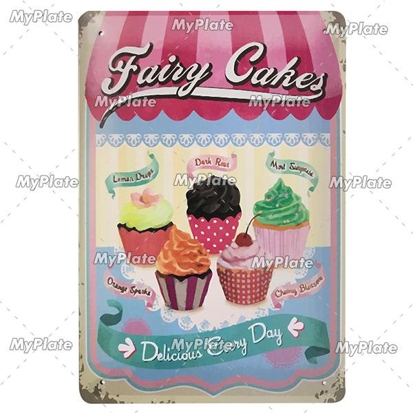 Cake Metal Sign Plaque Metal Vintage Food Tin Sign Wall Decor for Kitchen Cafe Diner Bar Cupcake Metal Signs