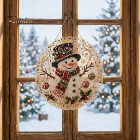 Weihnachts-Kunst-Sonnenfänger-Bausatz mit Kunstperlen, DIY-Set, Hängender Schmuck, Weihnachtsmann, Festliche Freizeitaktivitäten, Weihnachtsbaum-Basteln für Erwachsene,