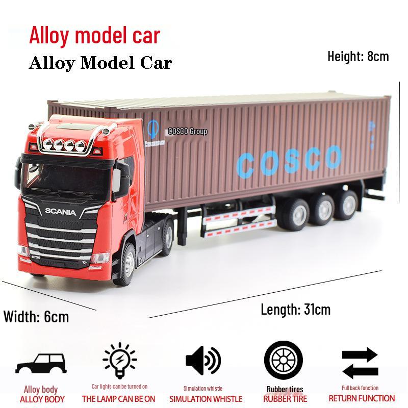 Scania Alloy Container Truck Model - Double-Layer Semi-Trailer Toy