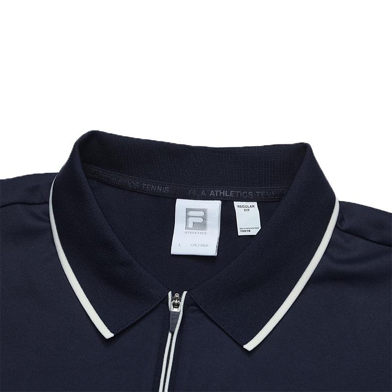 Fila Fitted Comfortable Versatile Knitted Long Sleeve Polo Shirt Men Tops Navy-Blue A11M513224F-NV