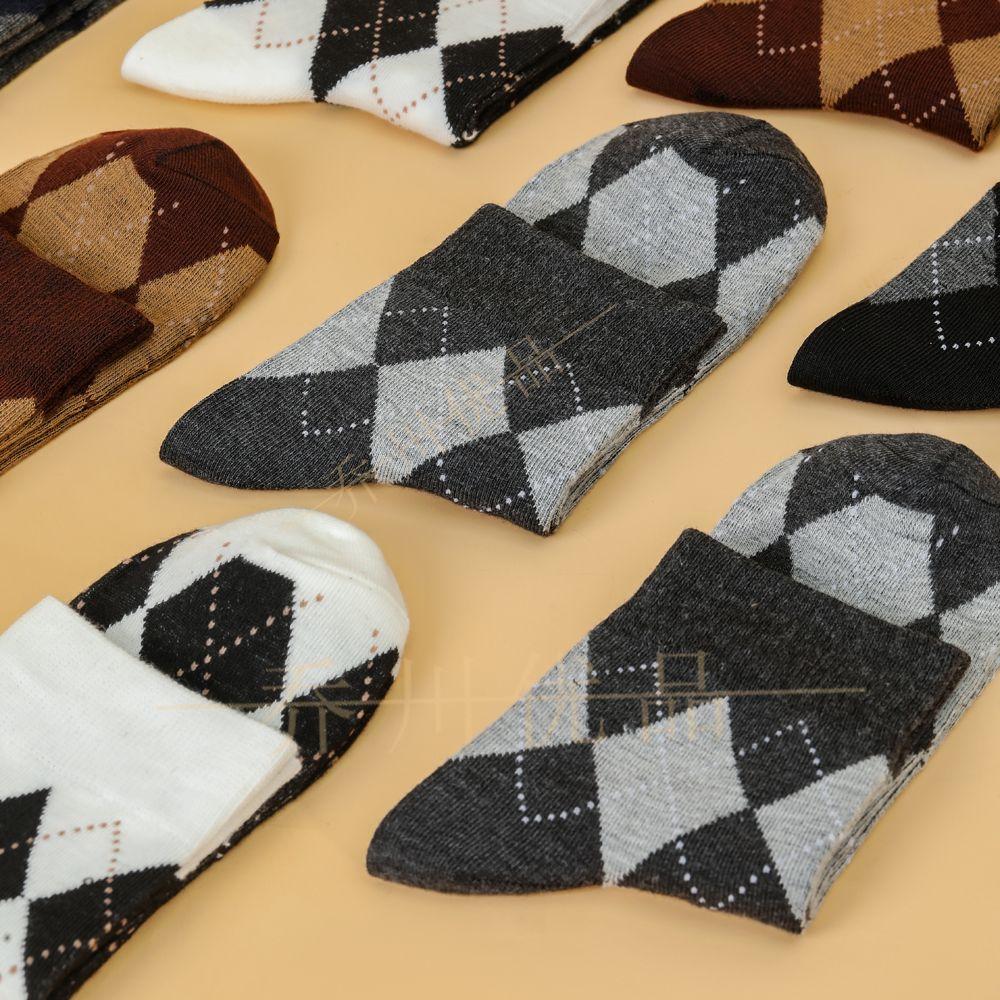 1/3/5/10 Pairs Men Checkered Pattern Socks Korean Style Fashionable Versatile Retro Socks Comfortable Casual Medium Length Socks