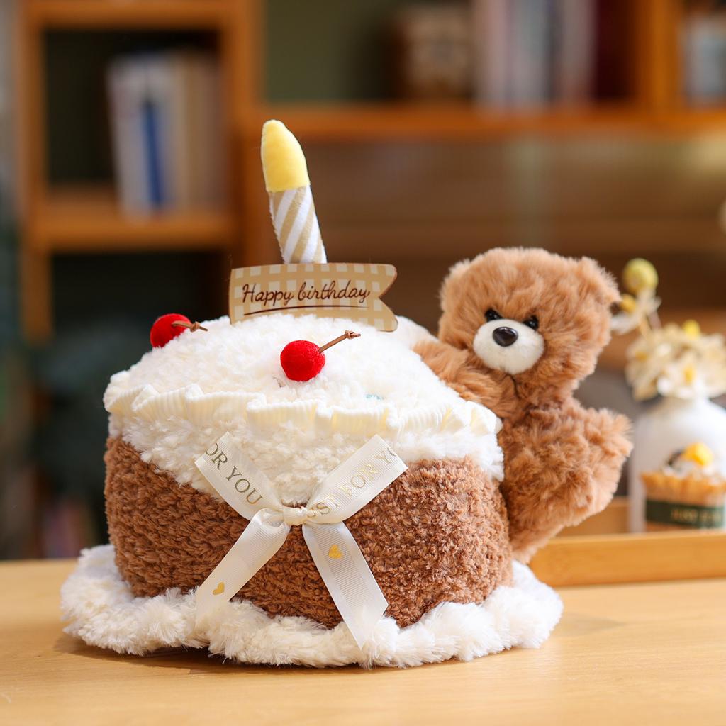 Creative Cute Chef Bear Cake Throw Pillow Plush Toy Doll Gives Girls Children'S Day Birthday Gift