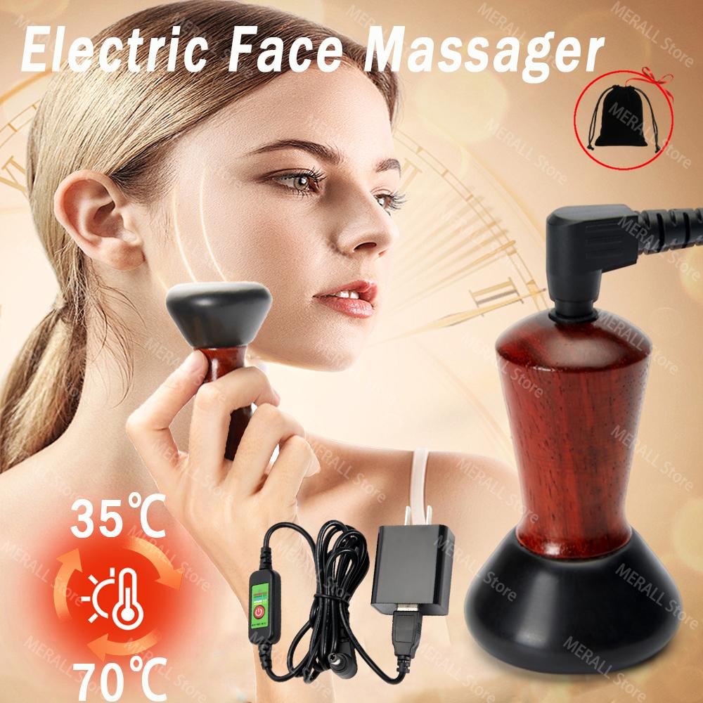 Electric Volcanic Hot Stone Massage Gua Sha Natural Bian Stone Back Neck Face Massager Spa Care Lifting Skin Remove Wrinkles
