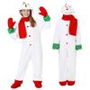 Çocuk Noel Kardan Adam Tulum Unisex Kardan Adam Cosplay Kostümü Kışlık Peluş Tek Parça Pijama Eldivenli ve Atkılı Erkek Kız Çocuklar İçin