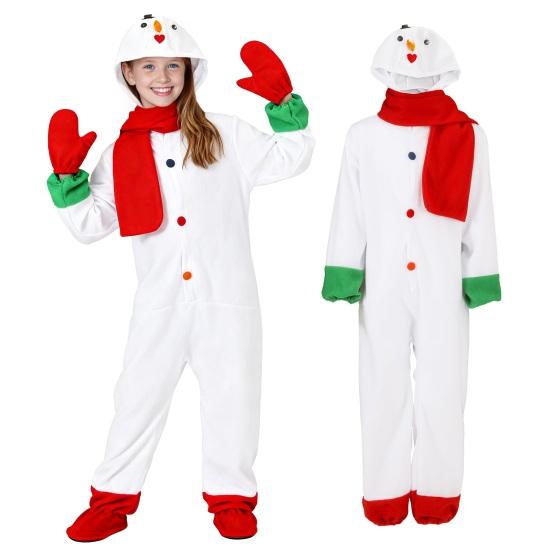 Çocuk Noel Kardan Adam Tulum Unisex Kardan Adam Cosplay Kostümü Kışlık Peluş Tek Parça Pijama Eldivenli ve Atkılı Erkek Kız Çocuklar İçin