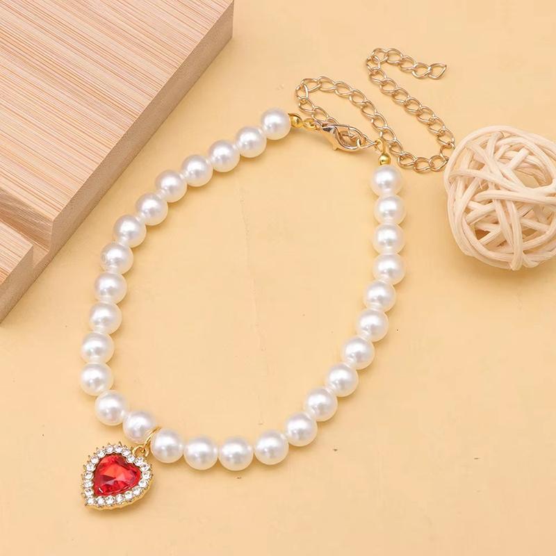 Princess Style Pet Pearl Collar for Dogs Cats-Cute Adjustable Jewelry Accessory for Puppy Kitten Chihuahua Perfect Wedding Gift