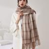 New Faux Cashmere Plaid Curry Scarf Female Warm Long Neck Large Shawl