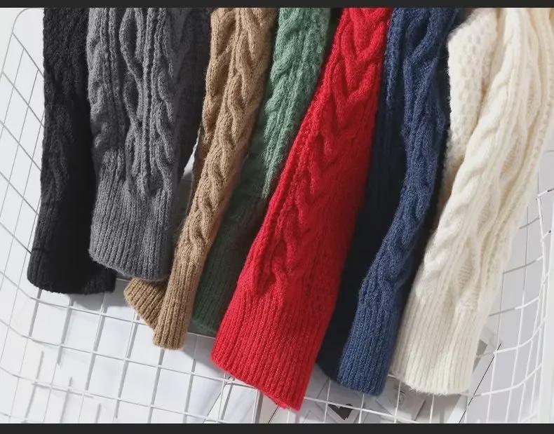 Men's Winter Cable Knit Sweater: Casual, Solid Color, Light Mature Style, Round Neck Pullover.