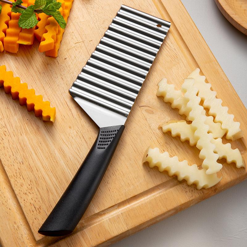 Stainless Steel Potato Crinkle Wavy Slicer Knife French Fries Dough Vegetable Fruit Potato Cutter Chopper Kitchen Maker Tool