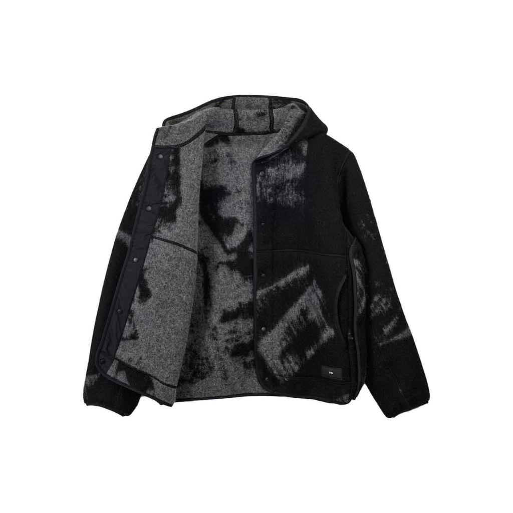 Y-3 Tie-Dye Jacquard Fleece Hooded Long Sleeve Jacket Unisex Jacket Black IL2040