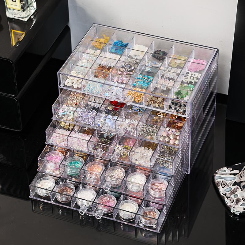 1pc acrylic 3-layer/5-layer jewelry nail accessories storage box, transparent ring jewelry display box room aesthetic decoration
