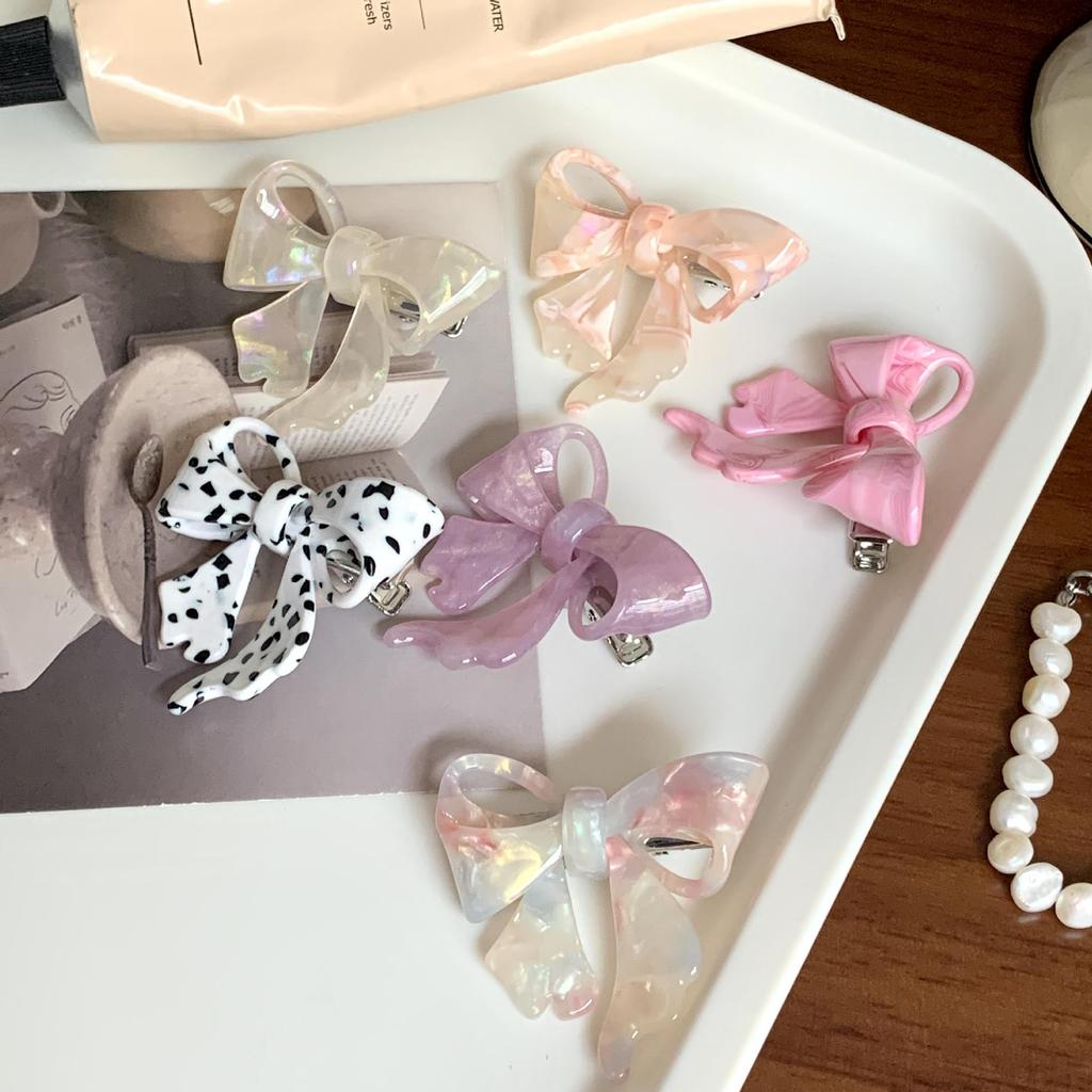 High-End Pink Bow Acetate Hairpin for Women and Babies