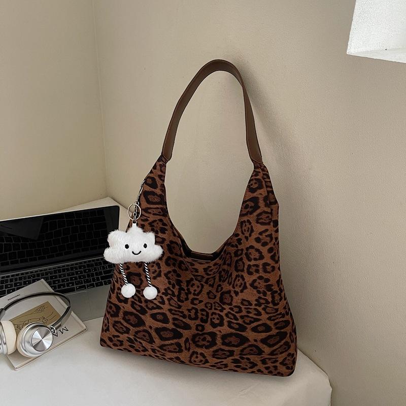 

Женская сумка в корейском стиле с леопардовым принтом, модная сумка 2025, новая осенняя, ретро сумка через плечо, популярная сумка-тоут для работы, большой вместимости коричневый