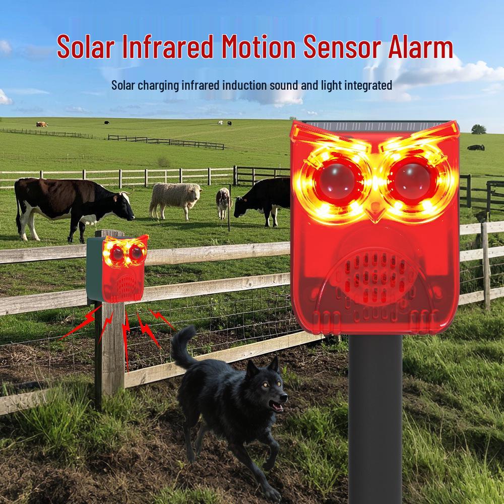 Solar Infrared Animal Repeller with Sound & Light Alarm for Farms and Orchards