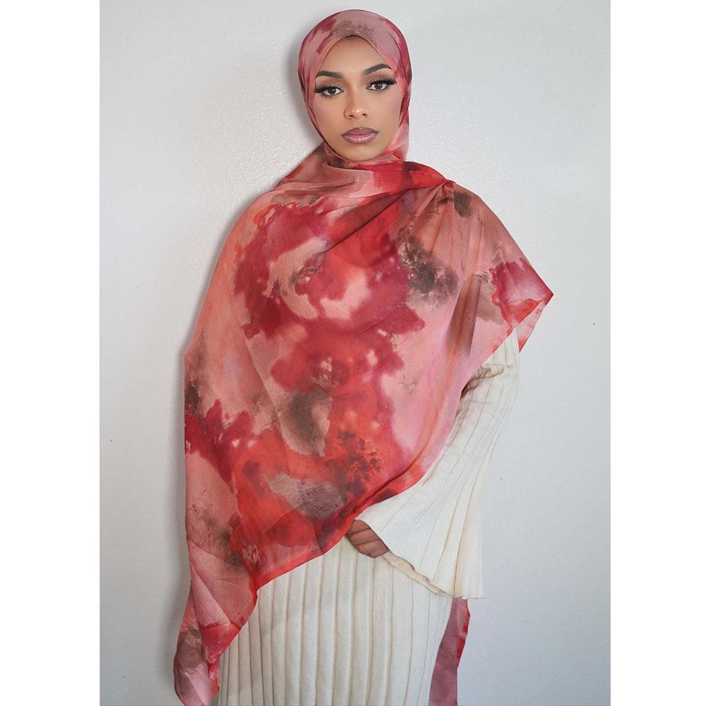 Women's High-End Lightweight Silk Print Scarf - Fashionable Cross-Border Design