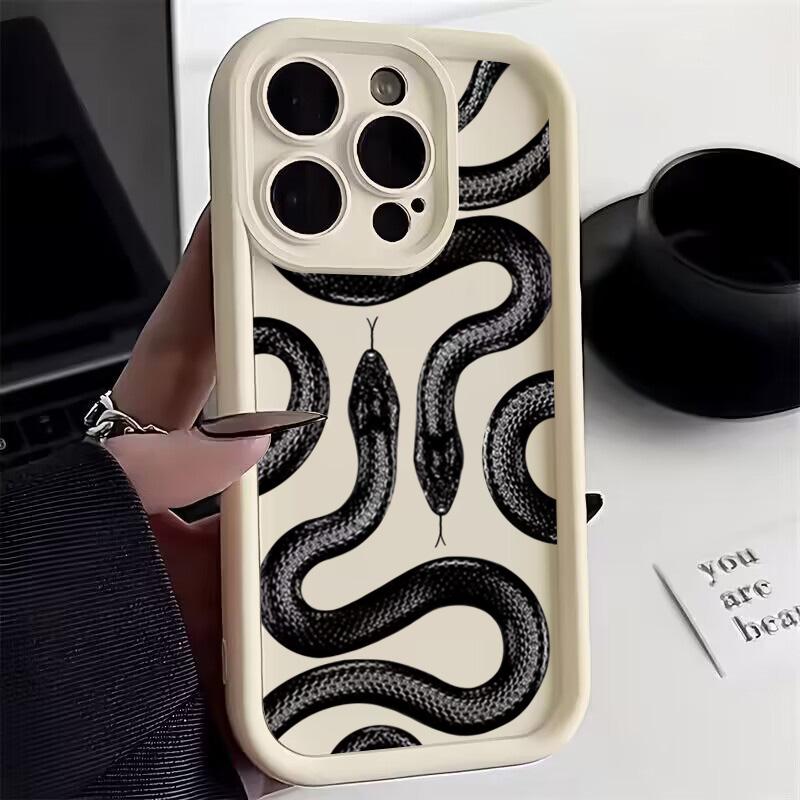 

Черный чехол для телефона с принтом под змеиную кожу для Xiaomi Redmi 14C 13C 12C Redmi Note 14 13 12 Pro Plus 5G 14 13 12S 12 11S 11 10S 10 Мягкий чехол Redmi Note 14 4G